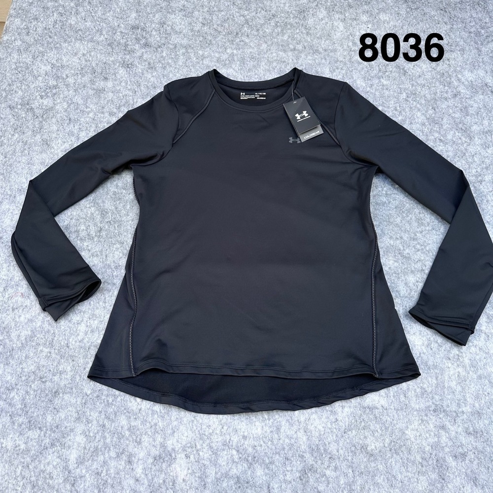 Under Armour ColdGear Womens XL Black Fitted Long Sleeve Crew Neck Top 1365781